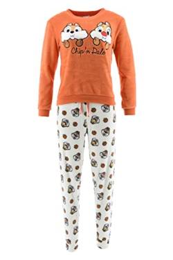 A und Behörnchen Damen Lang Pyjama Schlafanzug (Orange,XL) von Disney