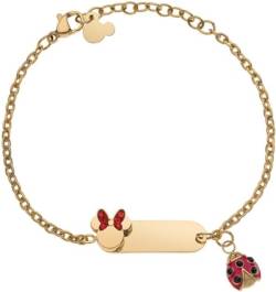 Armband Lucky Minnie Edelstahlkollektion Gold, Rot Marienkäfer und Zirkonia für Mädchen und Kinder, Disney Schmuck von Disney