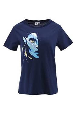 Avatar 2 Der Weg des Wassers Damen T-Shirt, Neytiri Design, Weiches Baumwoll-T-Shirt, Kurzarm-T-Shirt für Erwachsene und Jugendliche | XL - Blau von Disney