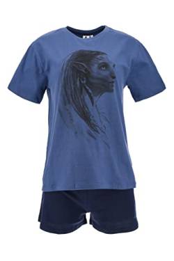 Avatar 2 Der Weg des Wassers T-Shirt und Shorts für Damen, Weicher Baumwoll-Pyjama, Neytiri Design 2-Teiliges Set, Geschenk für Damen und Teenager | M - Blau von Disney