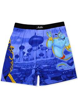 Disney Aladdin Genie Jafar Mens Briefly Stated Boxer Lounge Shorts (Large, Blue/Multi) von Disney
