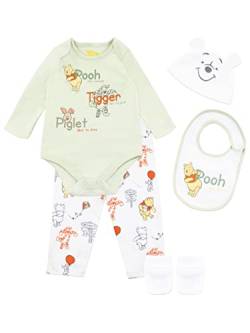Disney Baby Jungen Winnie Puuh Tigger und Ferkel Bodysuit mit Hut und Latz Outfit 5-teiliges Set Mehrfarbig 74 von Disney