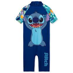 Disney Badeanzug Mädchen, Neoprenanzug mit kurzen Ärmeln, kurzer Hose & Reißverschluss - Mädchen Geschenke (Dunkelblau Stitch, 3-4 Jahre) von Disney