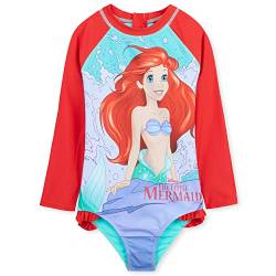 Disney Badeanzug Mädchen, Schwimmanzug mit Langen Ärmeln & Reißverschluss - Geschenke für Mädchen (Rot Arielle, 2-3 Jahre) von Disney