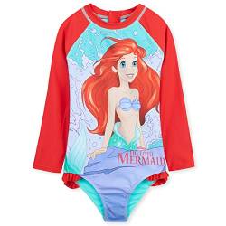 Disney Badeanzug Mädchen, Schwimmanzug mit Langen Ärmeln & Reißverschluss - Geschenke für Mädchen (Rot Arielle, 3-4 Jahre) von Disney