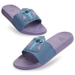 Disney Badelatschen Kinder mit 3D-Design, Sandalen für Mädchen, Schlappen für Strand, Schwimmbad - Geschenke für Mädchen (Lila/Blau Stitch, 30-31 EU) von Disney
