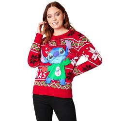 Disney Christmas Sweater Damen, Lilo und Stitch Weihnachtspullover Damen und Teenager S-XXL Weihnachts Geschenk für Frauen (Rot Stitch, XL) von Disney