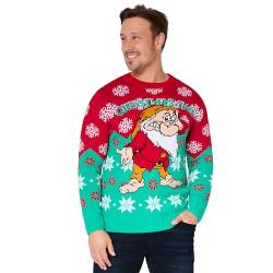 Disney Christmas Sweater Herren S-XXL, Weihnachtspullover Herren Lustig mit Rundhalsausschnitt - Geschenke für Männer (Blaugrün Grumpy, L) von Disney