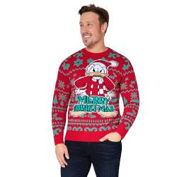 Disney Christmas Sweater Herren S-XXL, Weihnachtspullover Herren Lustig mit Rundhalsausschnitt - Geschenke für Männer (Rot Donald, L) von Disney