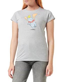Disney Damen Dumbo Happy T-Shirt, Grau (Heather Grey SPO), Small von Disney
