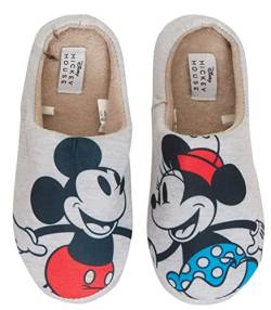 Disney Damen Hausschuhe Minnie Mouse Pantoffeln Schlupfschuhe Mickey Mouse Pantoffeln Warm Gefüttert Hausschuh, grau, 37 EU von Disney