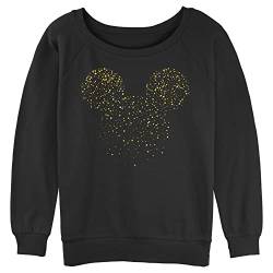 Disney Damen Klassischer Mickey Confetti Fill Junior Raglan-Pullover mit Coverstitch Fleece, Schwarz, XX-Large von Disney