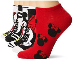 Disney Damen Mickey Mouse No Show, 5er-Pack Lässige Socken, Schwarz Rot Multi, 42-44.5 EU von Disney