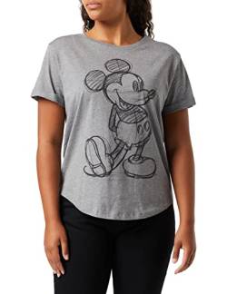 Disney Damen Mickey Mouse Sketch T-Shirt, grau, 10 / M von Disney