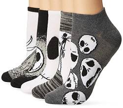 Disney Damen Nightmare Before Christmas No Show, 5er-Pack Lässige Socken, Schwarz/Weiß, 42-44.5 EU von Disney