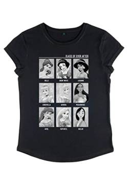 Disney Damen Princesses Class Of Women's Organic Rolled Sleeve T-shirt, Schwarz, M von Disney