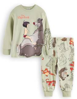 Disney Das Dschungelbuch Jungen Pyjama Set | Kinder Langärmelige Pyjamas mit Langer Beingrafik in Grün | Mowgli Balu Shere Khan King Louie Kaa Charakter Nachtwäsche | Original Film-Kunstwerk Geschenk von Disney