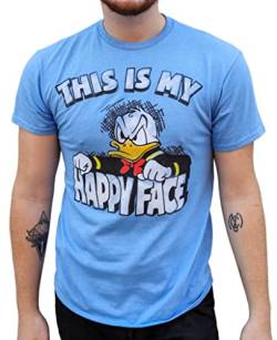 Disney Donald Duck Angry Grumpy This is My Happy Face T-Shirt(MD, Light Heather Blue) von Disney