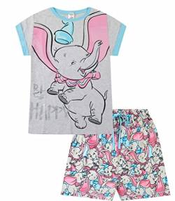 Disney Dumbo Be Happy Long Damen Kurzpyjama Baumwolle Gr. 40-42, blau von Disney