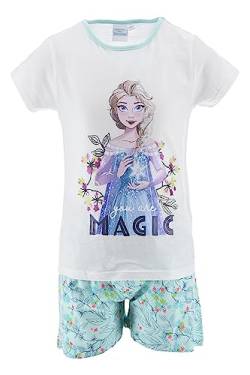 Disney ELSA T-Shirt und Shorts für Mädchen, Schlafanzug aus Weicher Baumwolle, Frozen 2-Teiliges Set für Mädchen, Größen 4 bis 8 Jahre (as3, Age, 6_Years, Regular, Weiß) von Disney