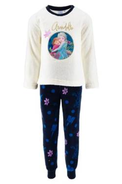 Disney ELSA und Anna Pyjama für Mädchen, T-Shirt und Lange Hose, 2-Teiliges Set Frozen Arendelle Design, Weicher Weißer Fleece-Pyjama, Pyjama Geschenk für Mädchen | 8 Jahre - Weiß von Disney