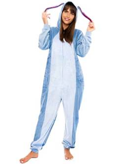 Disney Eeyore Onesie Für Frauen | Eeyore Kostüm Für Erwachsene | Damen Fleece Pyjama | Offizielle Winnie Pooh Merchandise | Blau | Medium von Disney