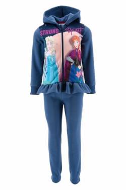 Disney Elsa und Anna Trainingsanzug für Mädchen, Frozen 2-Teiliges Set für Mädchen, Blauer Sportanzug, Kapuzenpullover und Hose, Geschenk für Mädchen | Größe 4 Jahre - Blau von Disney