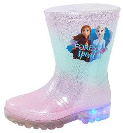 Disney Flexible, langlebige und wasserabweisende Frozen Gummistiefel mit Aufsteckverschluss und Blitzlichtern an der Ferse für Regen und Schnee für Mädchen 9 UK Kind Blau von Disney