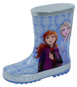 Disney Frozen 2 3D Gummistiefel Kinder Elsa Anna Regen Schnee Gummistiefel, - blau - Größe: 24 EU von Disney