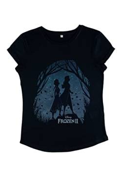 Disney Frozen 2 - FROZEN2 SCENERY Women's Rolled-sleeve Navy blue L von Disney