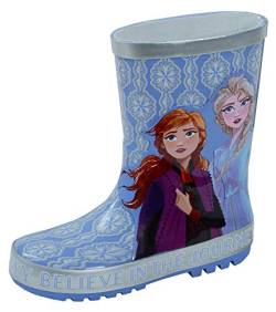 Disney Frozen 2 Mädchen Gummistiefel 3D Silber Gummi Gummistiefel Elsa Anna Regen Schnee Kinder Gummistiefel, blau, 30 EU von Disney