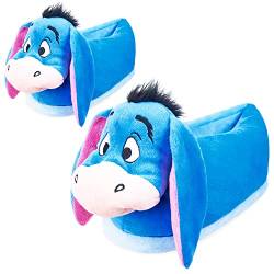 Disney Hausschuhe Damen Stitch 3D, Eeyore 3D und Baby Yoda 3D Plüsch Warme Flauschige Slippers Lustig (Blau Eeyore, numeric_36) von Disney