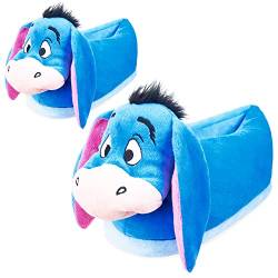 Disney Hausschuhe Damen Stitch 3D, Eeyore 3D und Baby Yoda 3D Plüsch Warme Flauschige Slippers Lustig (Blau Eeyore, numeric_38) von Disney