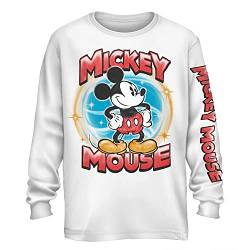 Disney Herren Mickey Mouse Shirt – Klassisches Mickey Mouse Tie Dye T-Shirt – Mickey Graphic Langarm T-Shirt, Weiss/opulenter Garten, Mittel von Disney