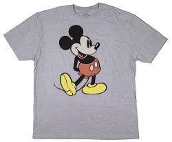 Disney Herren Vintage Classic Mickey Mouse T-Shirt mit gigantischer Micky Maus, grau, Anthrazit Snow Heather, L von Disney
