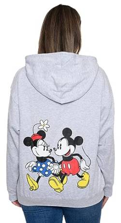 Disney Hoodie Damen Mickey & Minnie Mouse Print Zip Up, Hellgrau, XL von Disney
