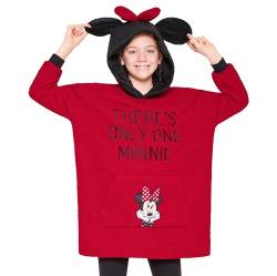 Disney Hoodie Decke Mädchen, Kuscheldecke mit Ärmeln, Fleece Kapuzenpullover, Hoodie Mädchen Geschenke (Rot Minnie) von Disney