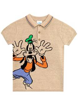 Disney Jungen Goofy Strickpolo Kurzarm Poloshirt für Kinder 104 Beige von Disney