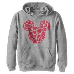 Disney Kids Characters Mickey Hearts Fill Youth Pullover Hoodie, Athletic Heather, Medium von Disney