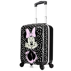 Disney Hartschalenkoffer Kinder, Reisekoffer mit Rollen 28L, 50L oder 91L 4 Räder (Schwarz Minnie Klein) von Disney