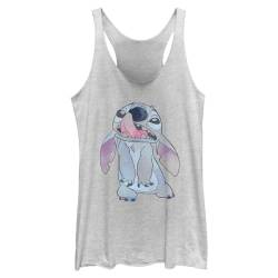 Disney Lilo Stitches Damen Racerback Tank Top, Weiß meliert, Groß von Disney