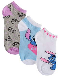Disney Lilo & Stitch Damen-Socken, 3 Stück, Teenager, Knöchelsocken, Sneaker, Einlagen, Mädchen, Geschenk, blau, 39/41 EU von Disney
