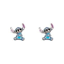 Disney Lilo & Stitch Ohrstecker Sterling-Silber Emaille Blau E906250RRHL.PH, Einheitsgröße, Sterling Silber, Kein Edelstein von Disney