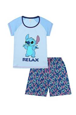 Disney Lilo & Stitch Relax Damen-Pyjama-Set aus kurzer Baumwolle (14–16), Blau von Disney