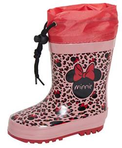 Disney Mädchen Minnie Maus Fleece gefüttert Tie Top Gummistiefel Kinder Schneeschuhe, - rose - Größe: 25 EU von Disney