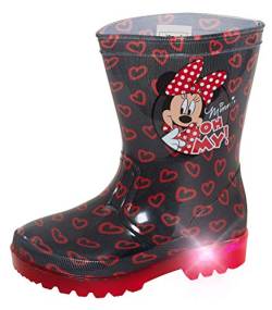 Disney Mädchen Minnie Maus leuchtende Gummistiefel Kinder Regen Schnee Schuhe Gummistiefel, - Schwarz - Größe: 31 EU von Disney