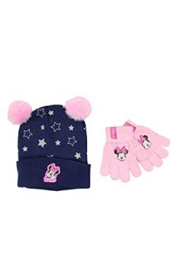 Disney Mädchen Mütze Handschuh Minnie, Marine, One Size von Disney
