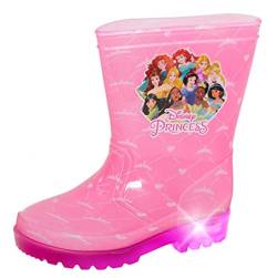 Disney Mädchen Prinzessin leuchtende Gummistiefel Kinder rosa Gummistiefel Regen Schnee Schuhe Gummistiefel, - rose - Größe: 25 EU von Disney