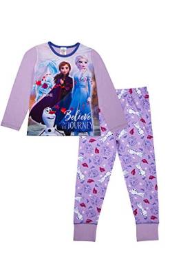 Disney Mädchen-Pyjama „Die Eiskönigin", Anna Elsa Olaf, Alter 3 bis 12 Jahre Gr. 6-7 Jahre, Flieder von Disney