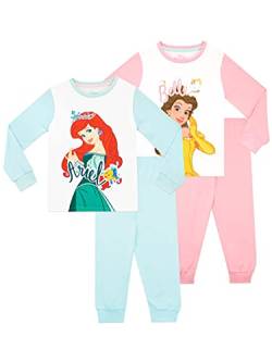 Disney Mädchen Schlafanzug 2 Packung Ariel Und Belle Mehrfarbig 128 von Disney